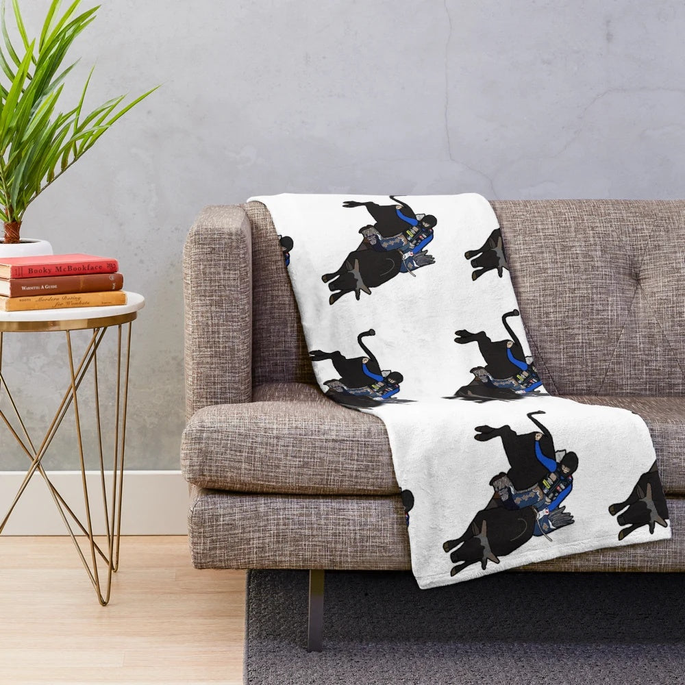 Stetson Wright-inspired plush blanket with western and rodeo motifs