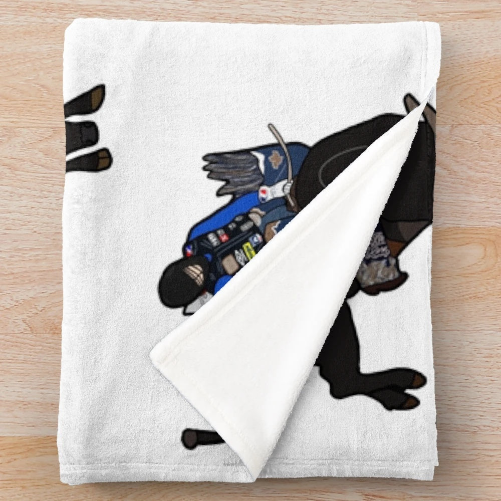 Stetson Wright-inspired plush blanket with western and rodeo motifs