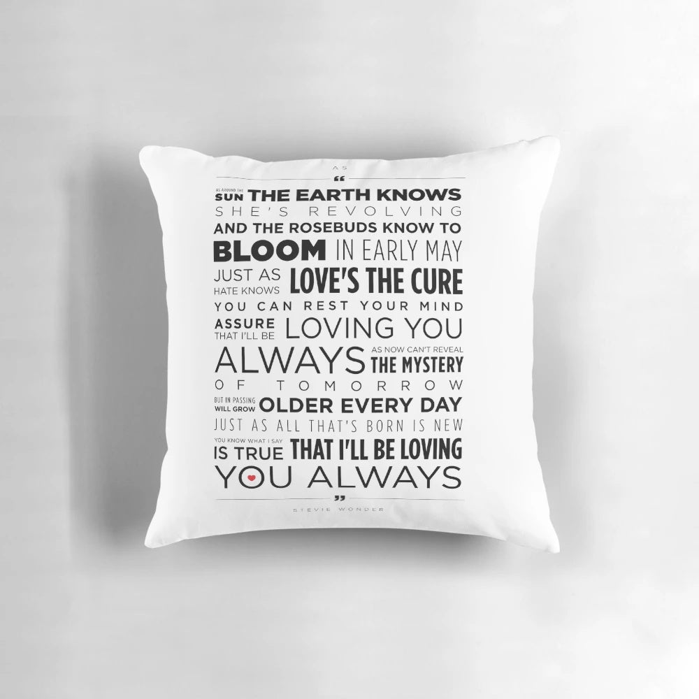 A stylish pillow featuring the iconic Stevie Wonder album cover art.