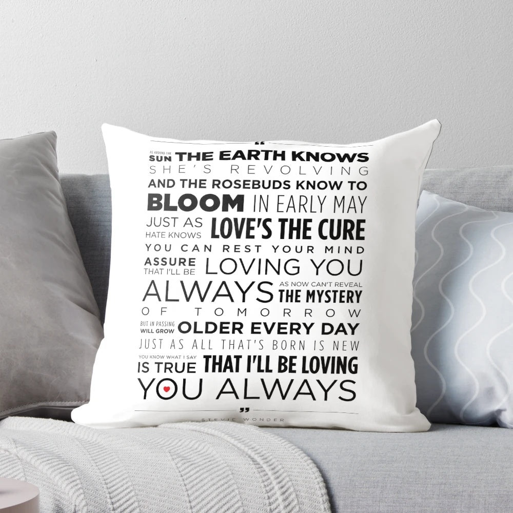 A stylish pillow featuring the iconic Stevie Wonder album cover art.
