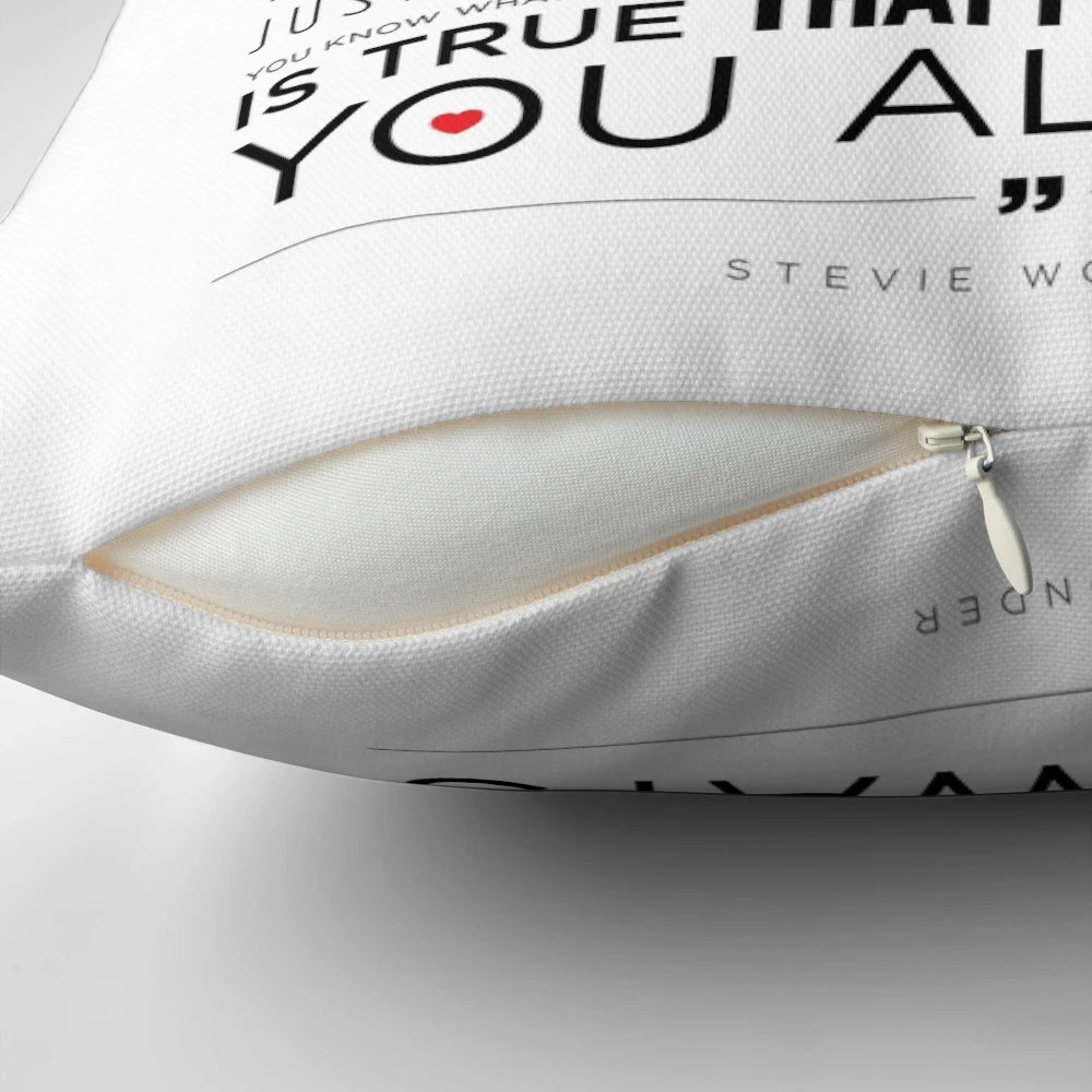 A stylish pillow featuring the iconic Stevie Wonder album cover art.