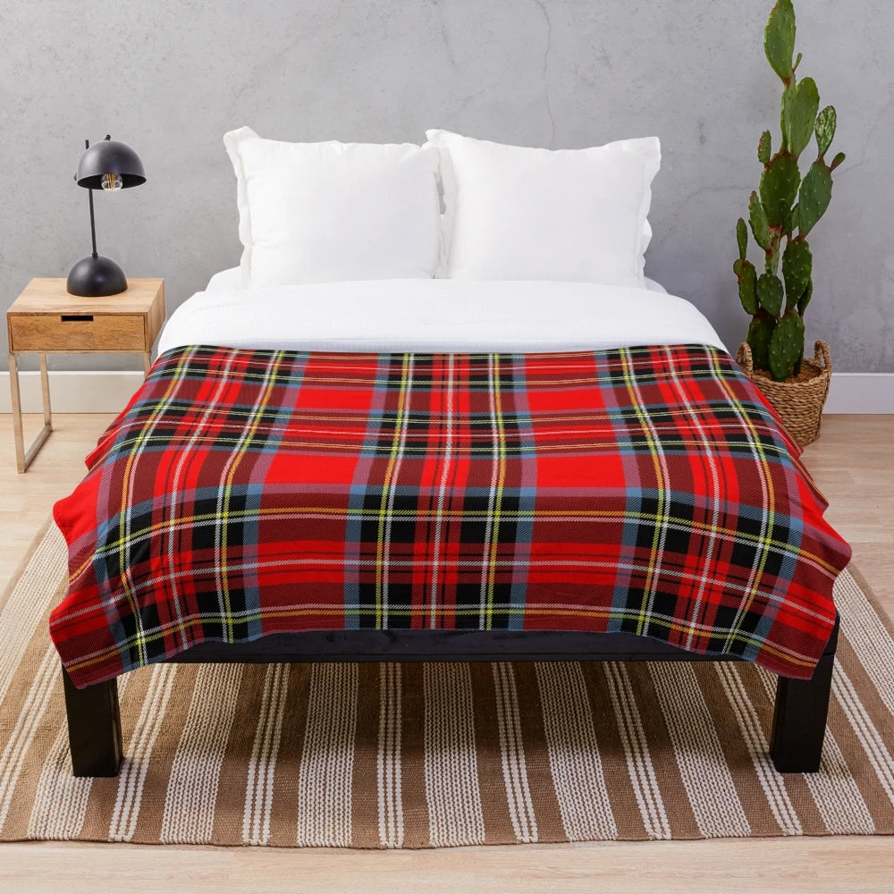 Stewart Royal Modern Tartan Inspired Thistle Plush Blanket