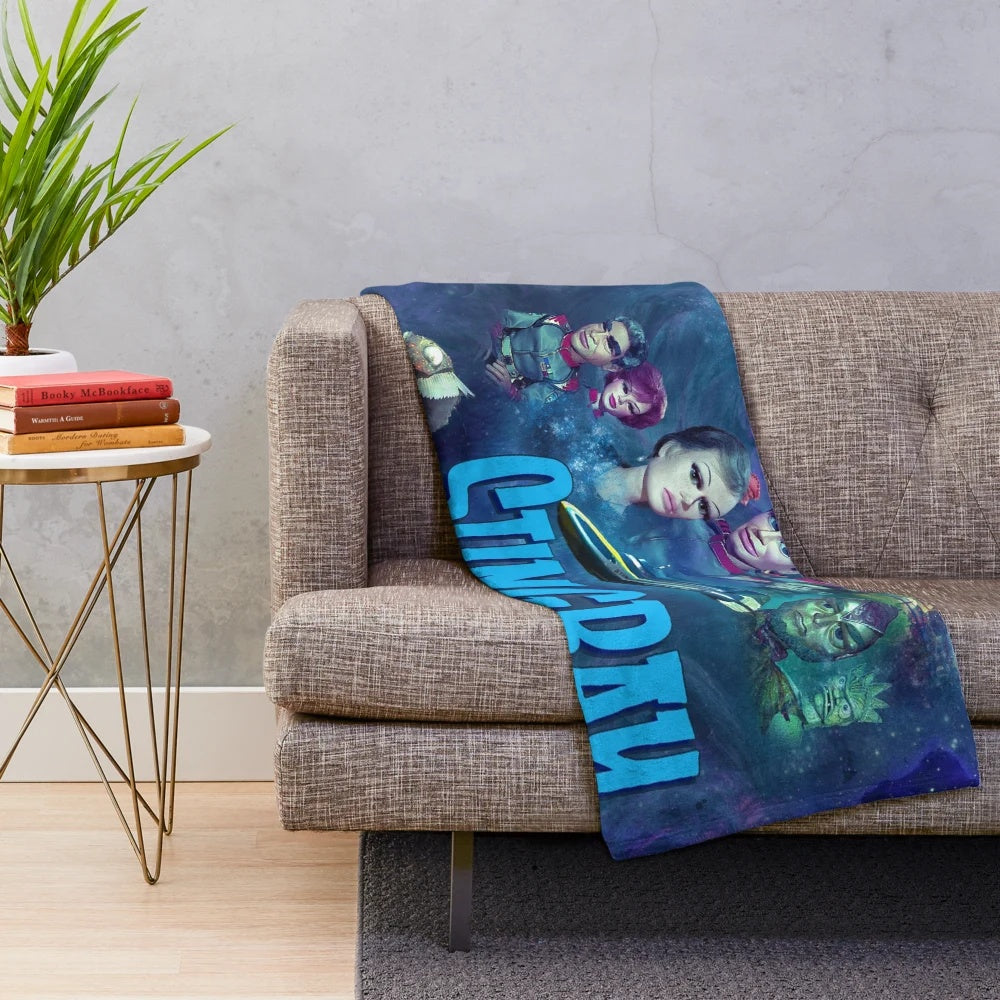 Stingray inspired plush blanket featuring characters and designs from the Gerry and Sylvia Anderson TV series
