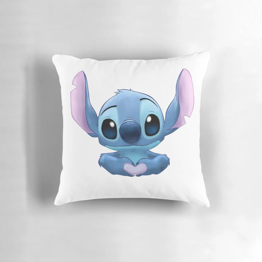 Soft plush heart-shaped pillow with Stitch the blue alien character from the movie Lilo and Stitch