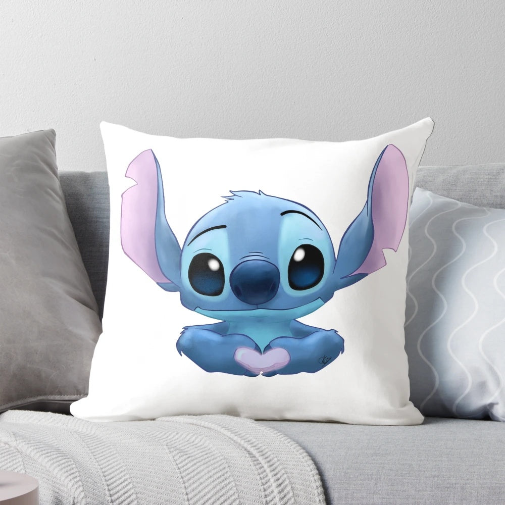 Soft plush heart-shaped pillow with Stitch the blue alien character from the movie Lilo and Stitch