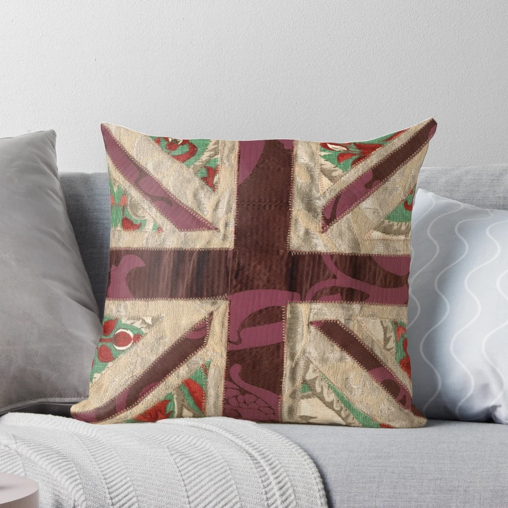 Stitched fabric Union Jack British flag decorative pillow