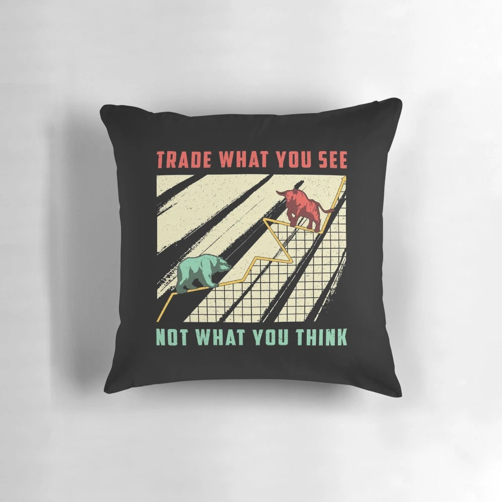 Stock market trader bull bear pillow design featuring a bull and bear symbol