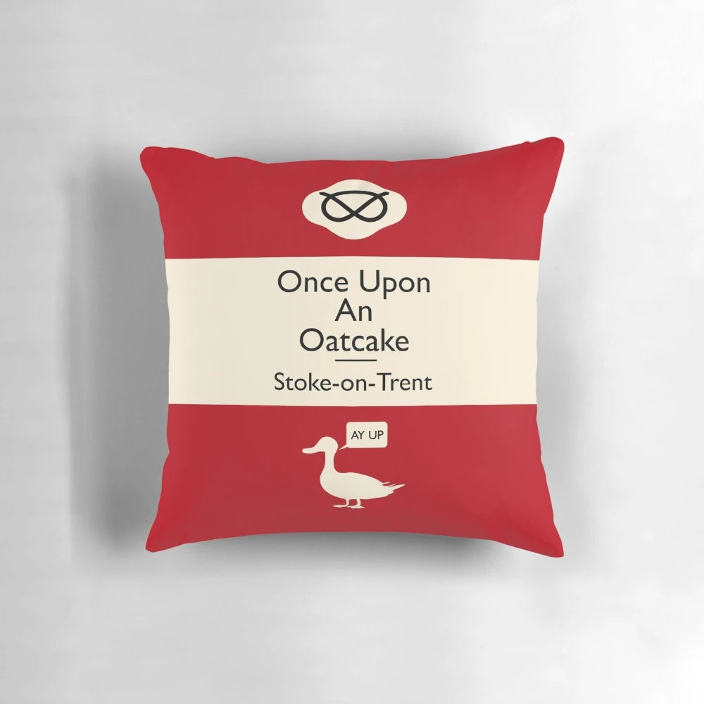 Stoke-on-Trent Oatcake Pillow featuring the iconic Staffordshire Knot