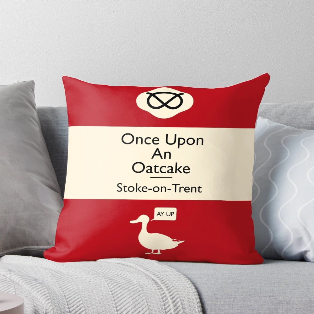 Stoke-on-Trent Oatcake Pillow featuring the iconic Staffordshire Knot