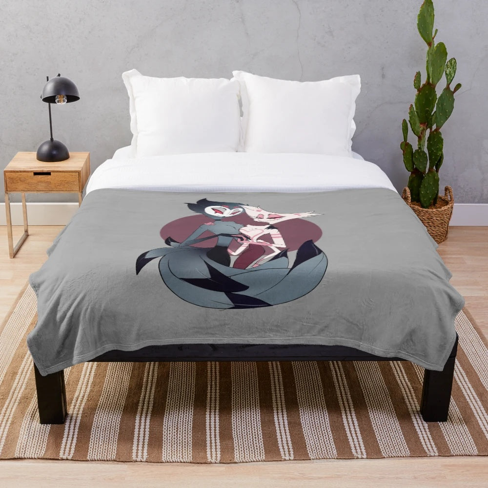 Stolas-inspired plush blanket featuring the Helluva Boss character