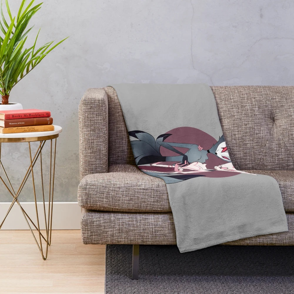Stolas-inspired plush blanket featuring the Helluva Boss character