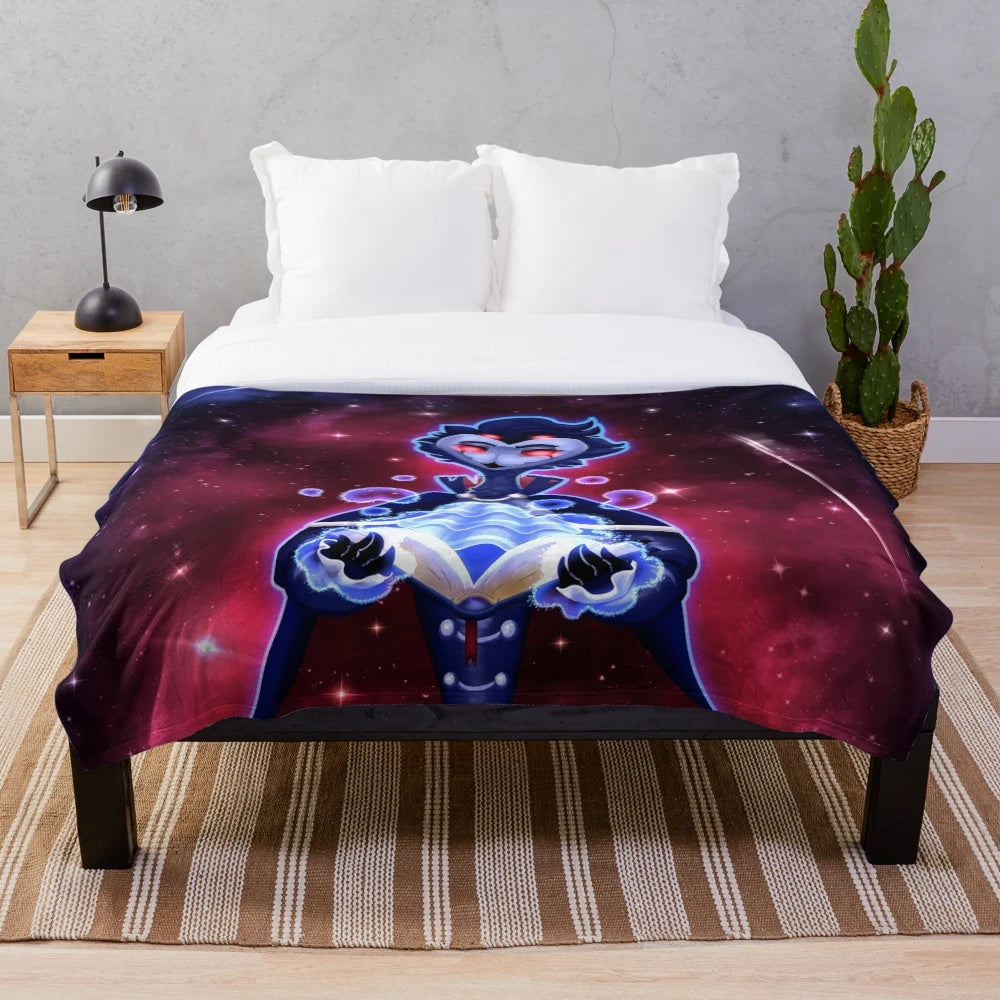 Stolas inspired plush blanket featuring the character from the show Helluva Boss