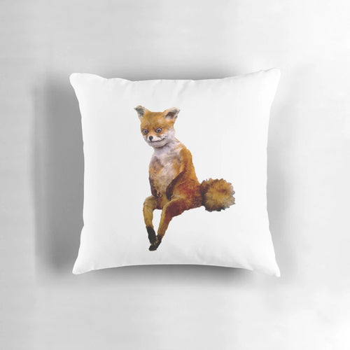 "Stoned Fox Meme Taxidermy Pillow - Quirky and Amusing Animal Themed Home Decor"