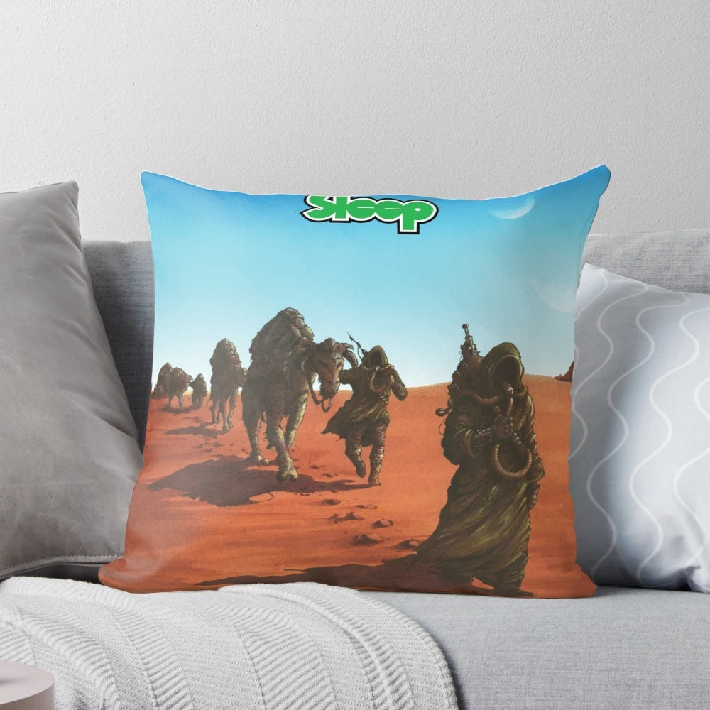 Pillow featuring the album cover art for Dopesmoker by the stoner metal band Sleep