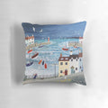 Stormy Harbour Pillow featuring a captivating seascape with a harbour scene in contemporary style.