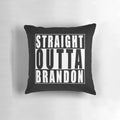 A stylish, high-quality pillow featuring the Straight Outta Brandon, United Kingdom design for hip hop and music fans.