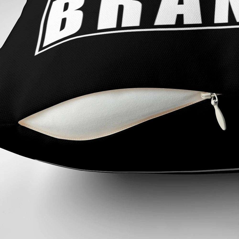 A stylish, high-quality pillow featuring the Straight Outta Brandon, United Kingdom design for hip hop and music fans.