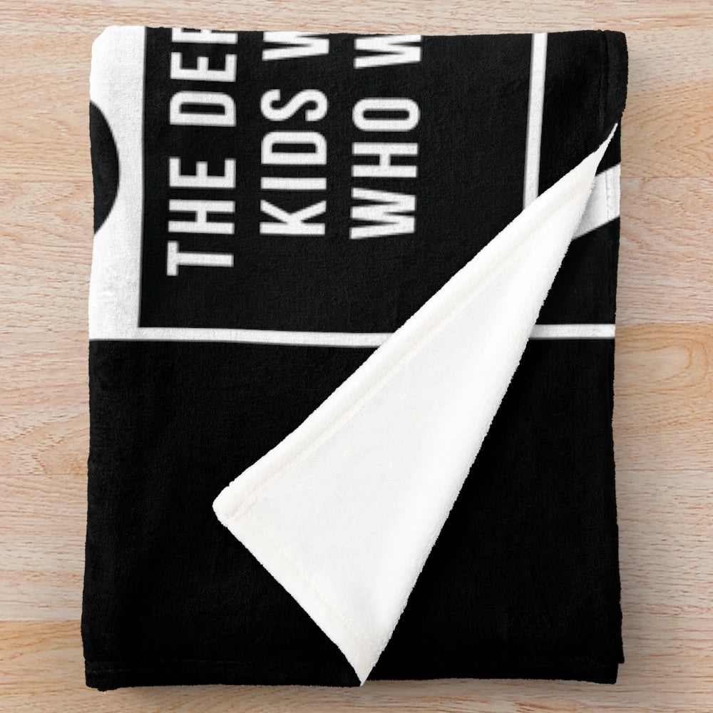 Straight Outta Zoolander parody plush blanket featuring Derek Zoolander and NWA-inspired design