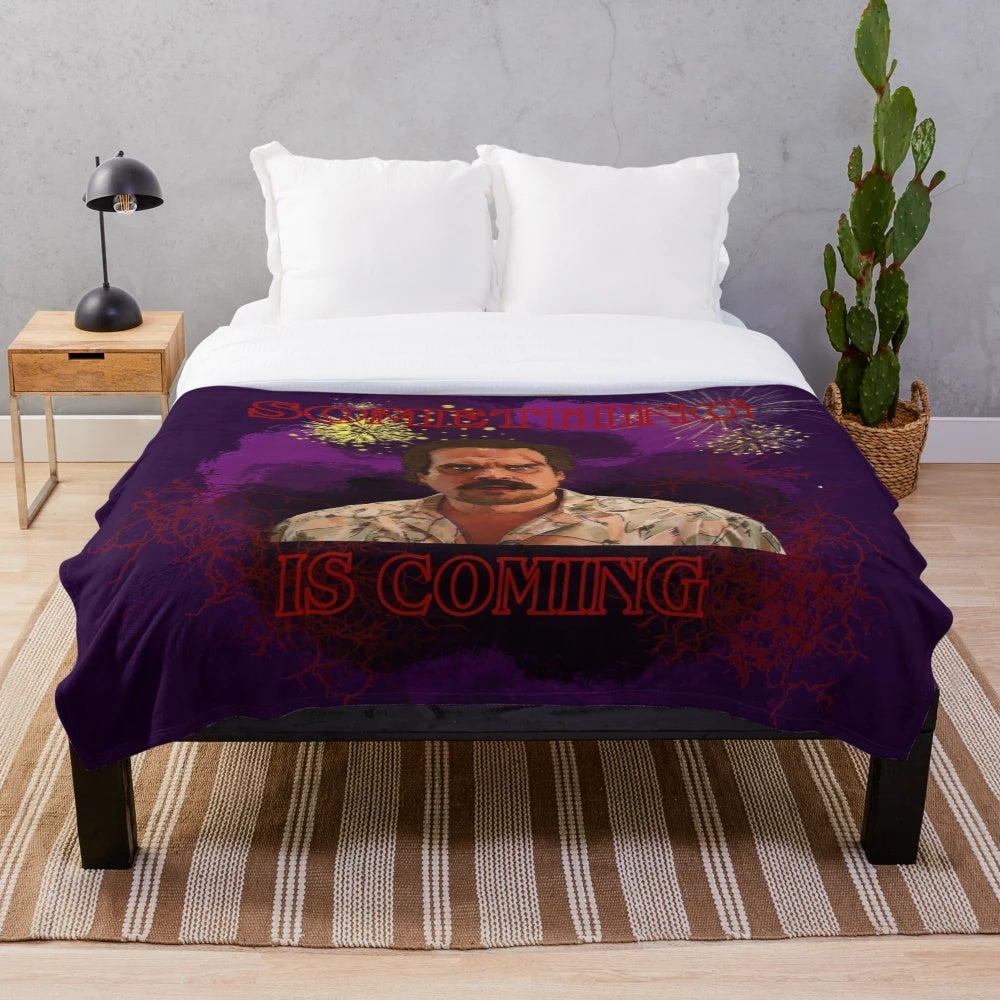 Strange themed plush blanket featuring Stranger Things inspired design
