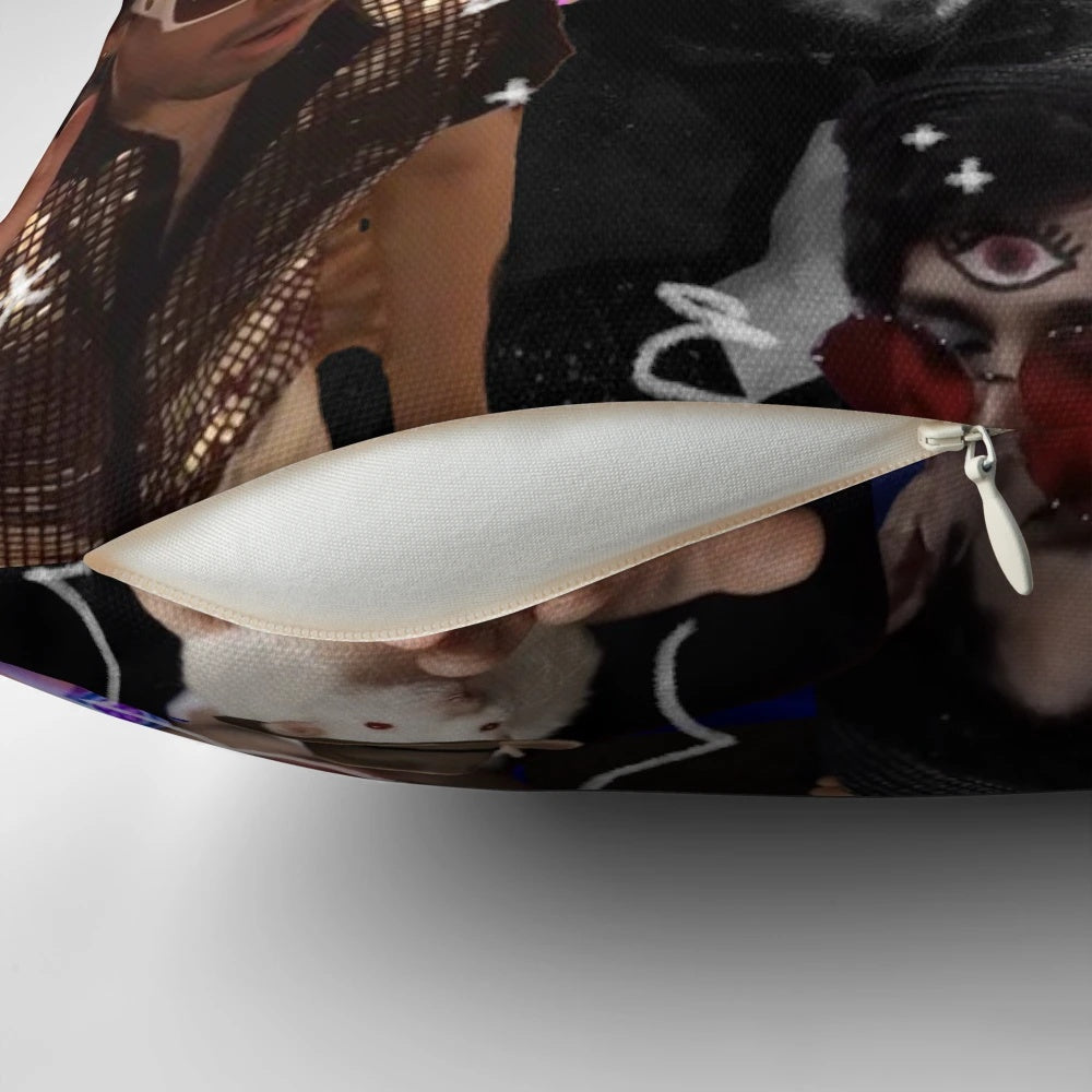 Strange Will Wood Collage Pillow, a unique home decor piece featuring an abstract, artistic design.