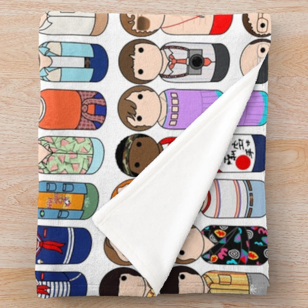 Stranger Things Inspired Peg Doll Digital Art Plush Blanket