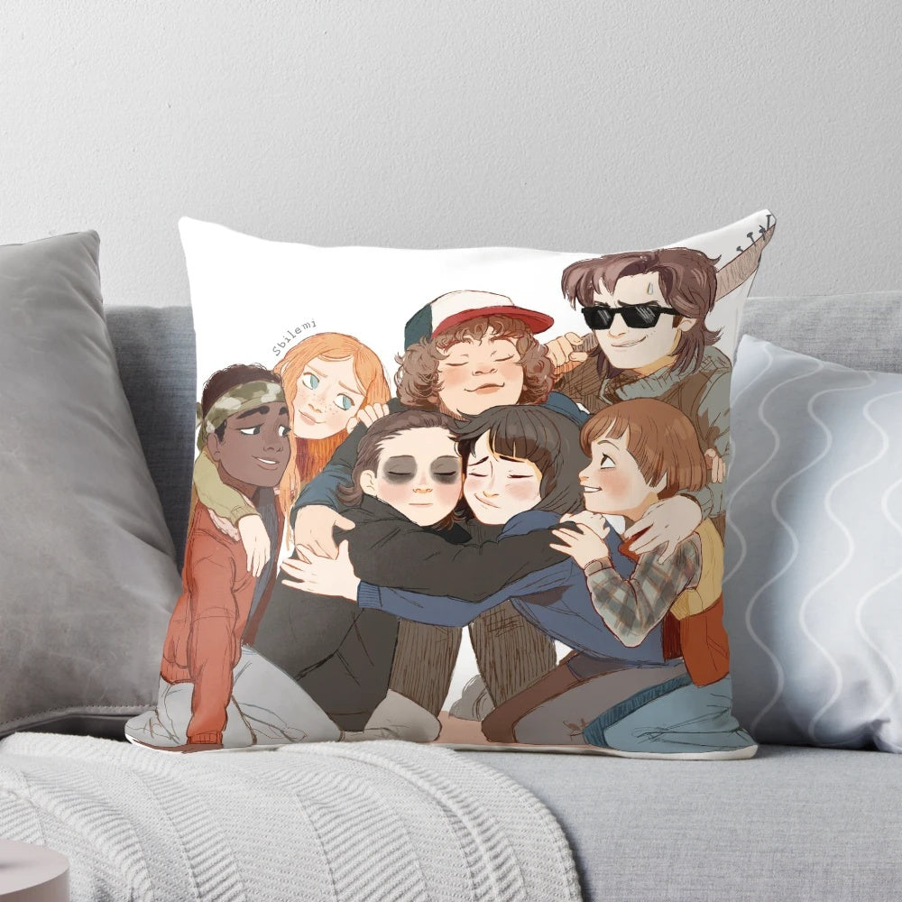 Soft, cozy pillow featuring characters from the popular TV series Stranger Things