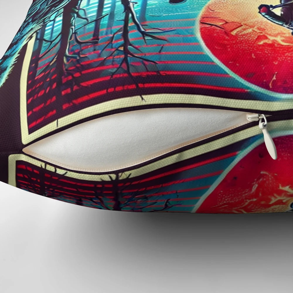 Stranger Things Netflix Pillow featuring retro design with Hellfire Club and Hawkins Adventure elements