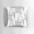 Illustration of Robin Buckley from Stranger Things on a black and white throw pillow