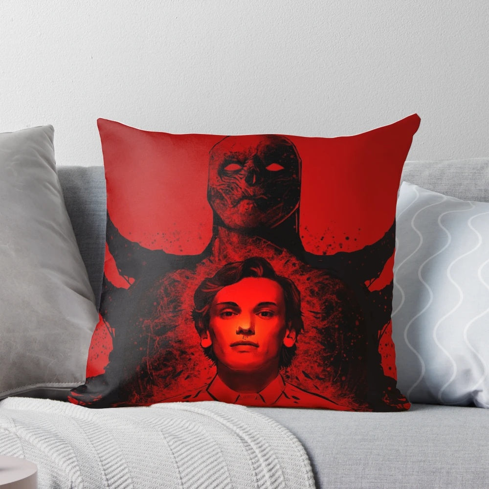 Stranger Things Vecna and Henry Creel Throw Pillow featuring the Upside Down and psychic powers