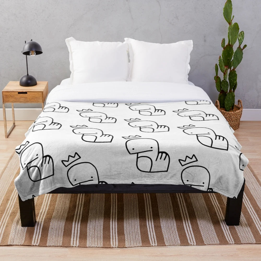 Stray Kids-inspired doodle plush blanket featuring cartoon designs of the members