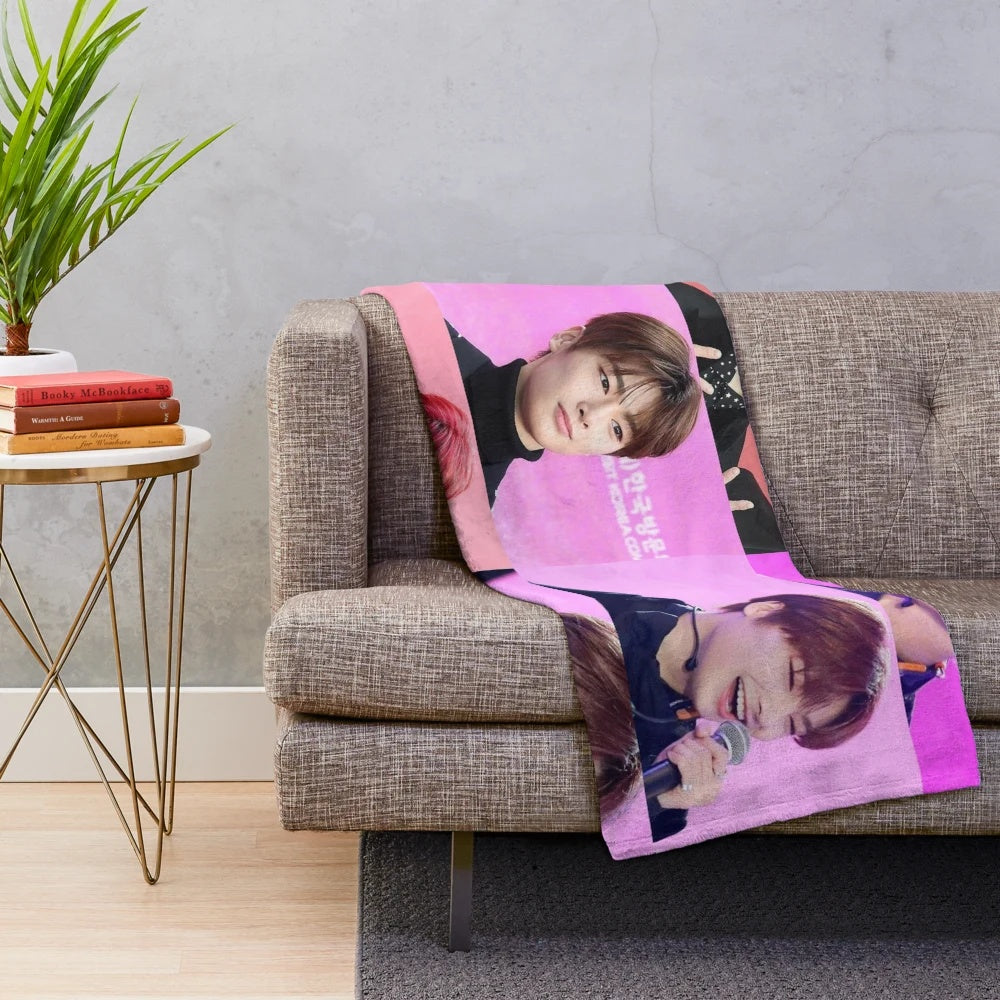 Stray Kids I.N. Jeongin Plush Blanket with Collage Design