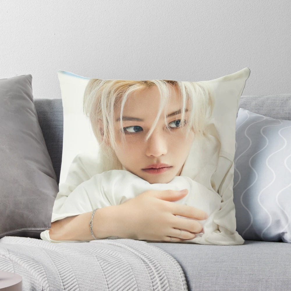Stray Kids inspired 'Perfect Day with SKZ' decorative pillow featuring member Felix
