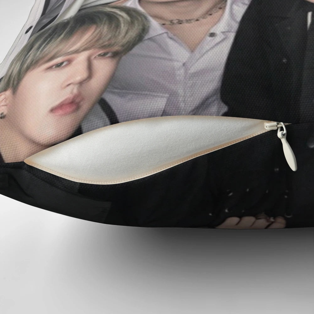 Stray Kids-inspired throw pillow with group members' names and images
