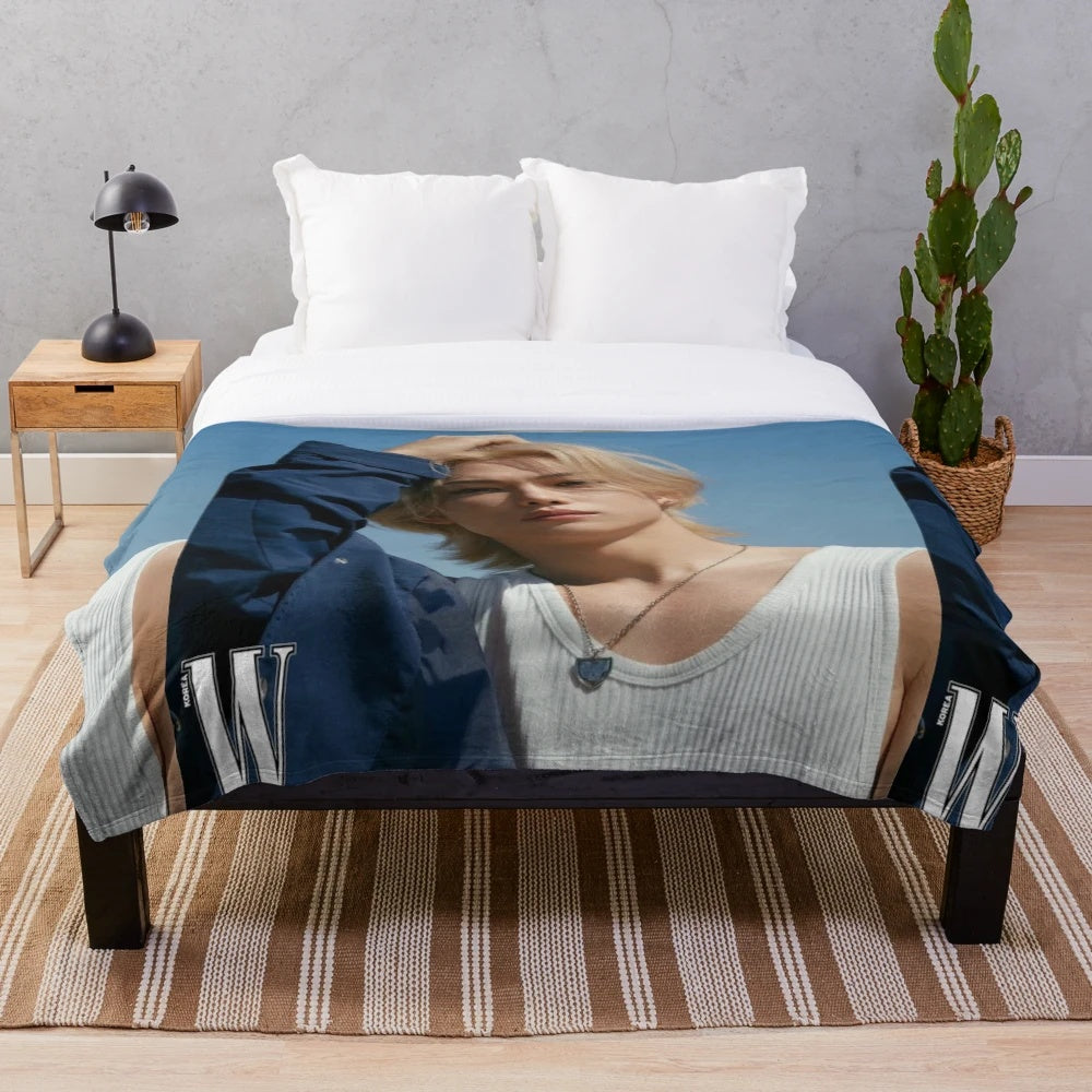 Stray Kids-Inspired Plush Blanket with Lee Felix