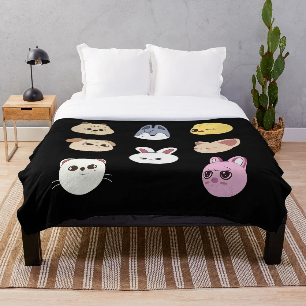Stray Kids-inspired plush blanket with SKZoo members design