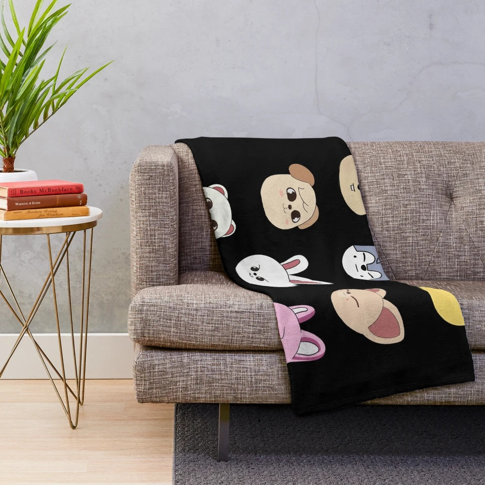 Stray Kids-inspired plush blanket with SKZoo members design
