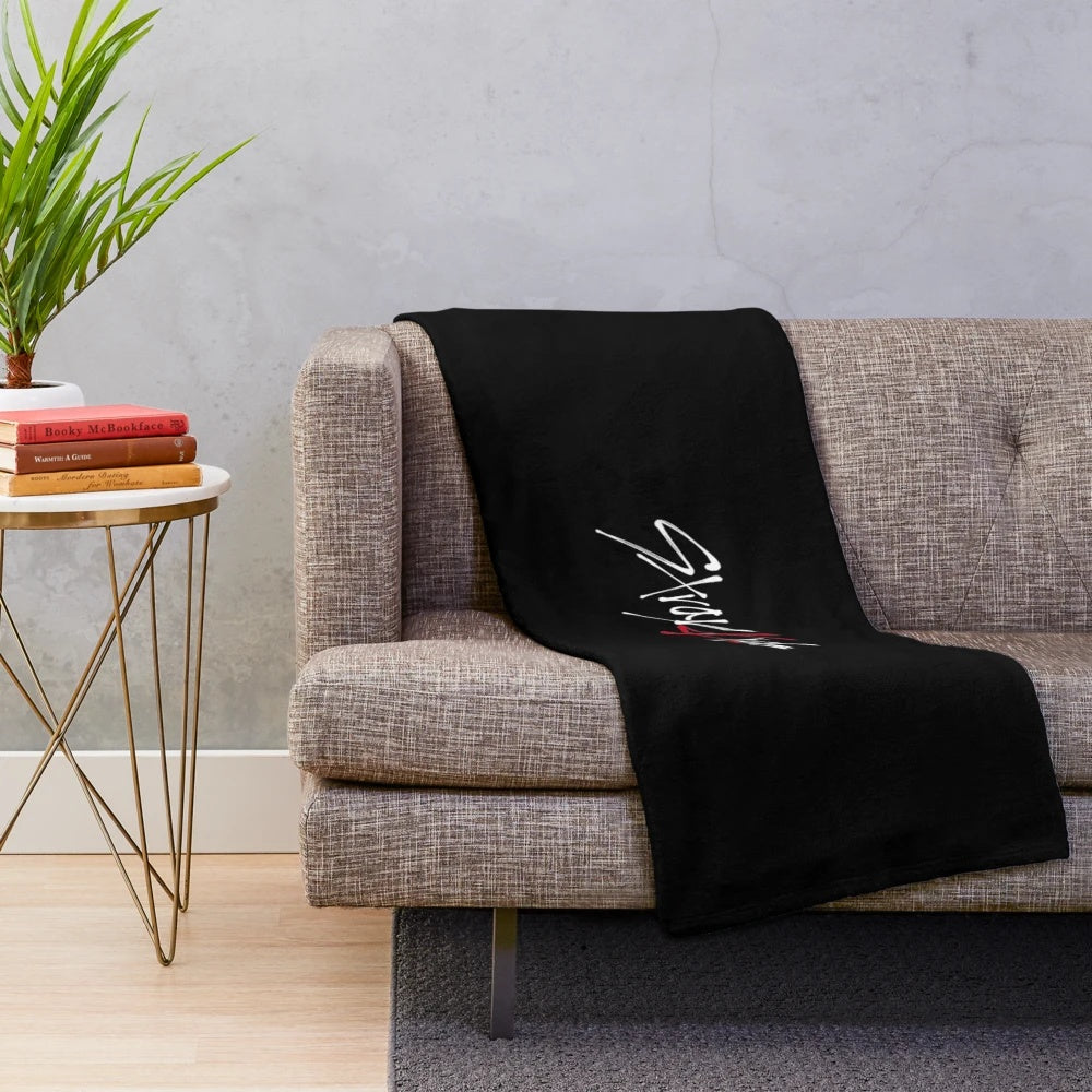 Stray Kids inspired plush blanket with band logo design
