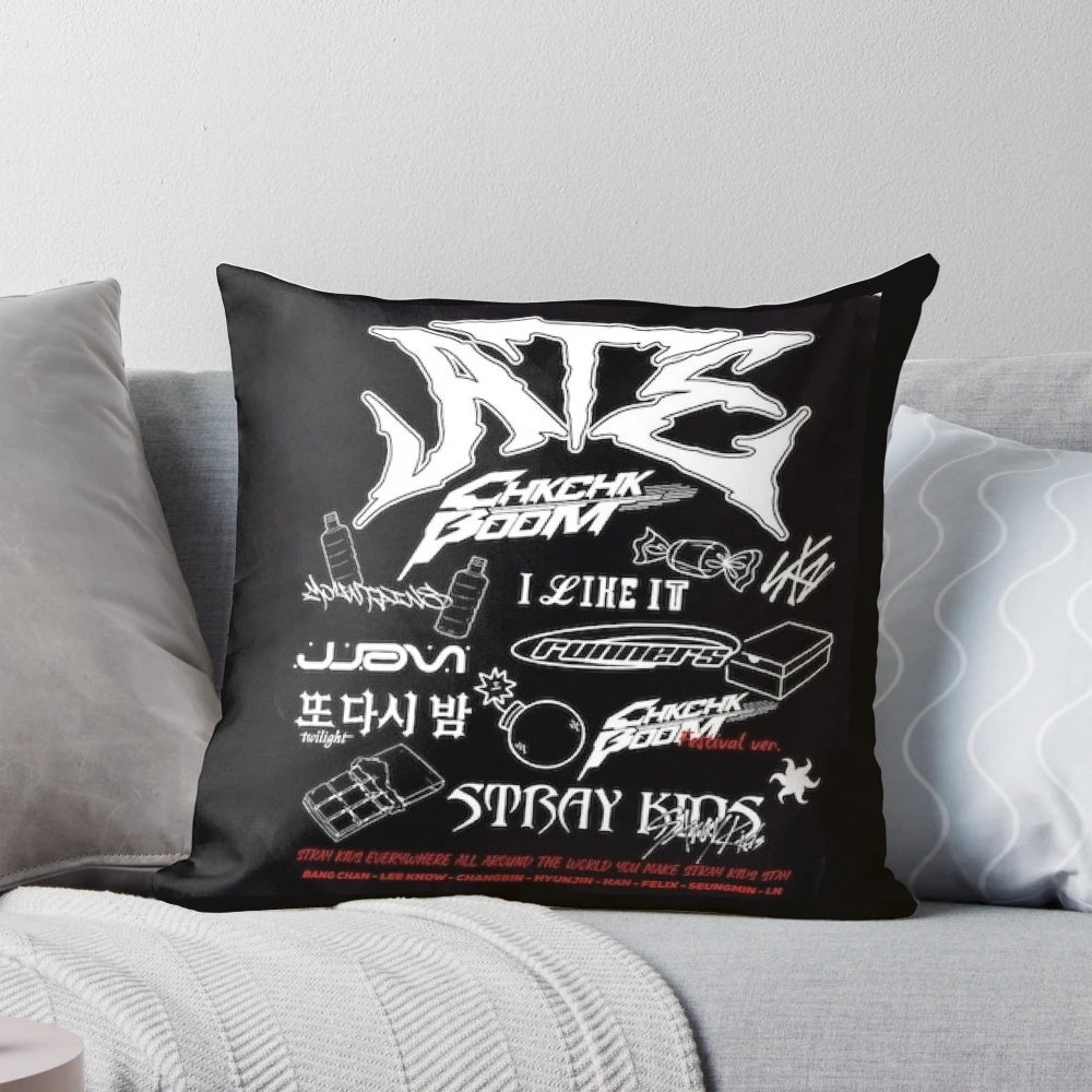 Stray Kids (SKZ) album cover design printed on a soft, comfortable pillow