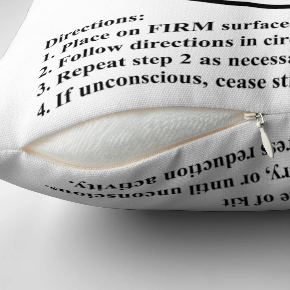 Stress Reduction Pillow with Humorous "Bang Head Here" Design