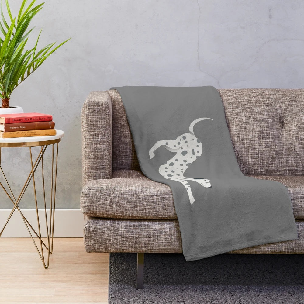 Soft and stretchy dalmatian plush blanket for dogs and pet owners