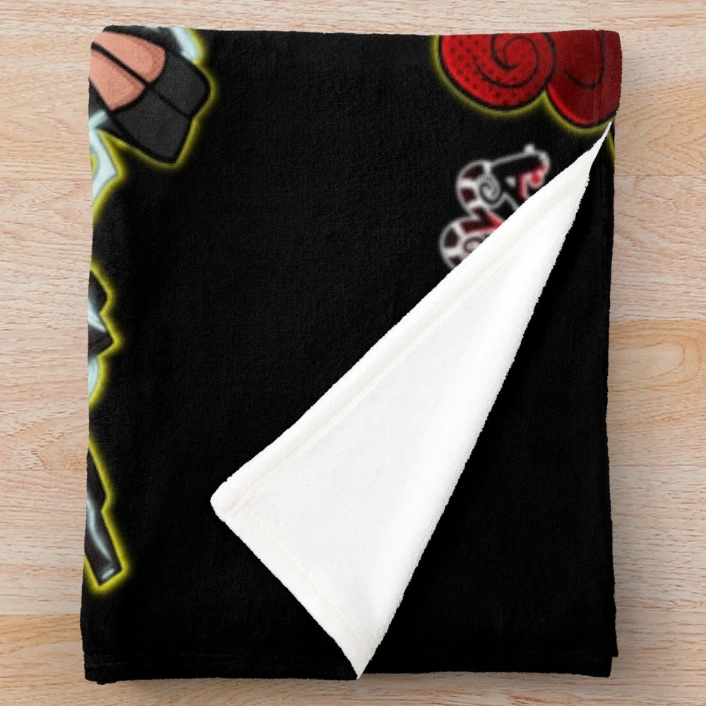 Striker Helluva Boss inspired plush blanket featuring the character Striker from the animated series Helluva Boss.