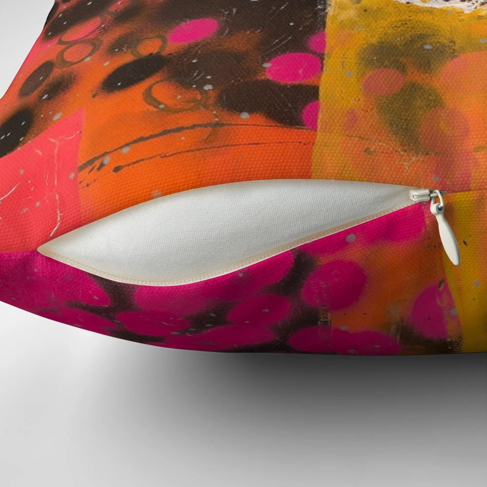 Vibrant abstract art pillow featuring a striking blend of blue and purple hues, designed by the renowned artist Pendlebury.