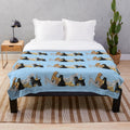 Illustration of an Afghan hound on a blue plush blanket