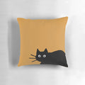 A decorative black cat-themed pillow with a fun, whimsical design.