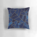 Blue and yellow geometric patterned pillow