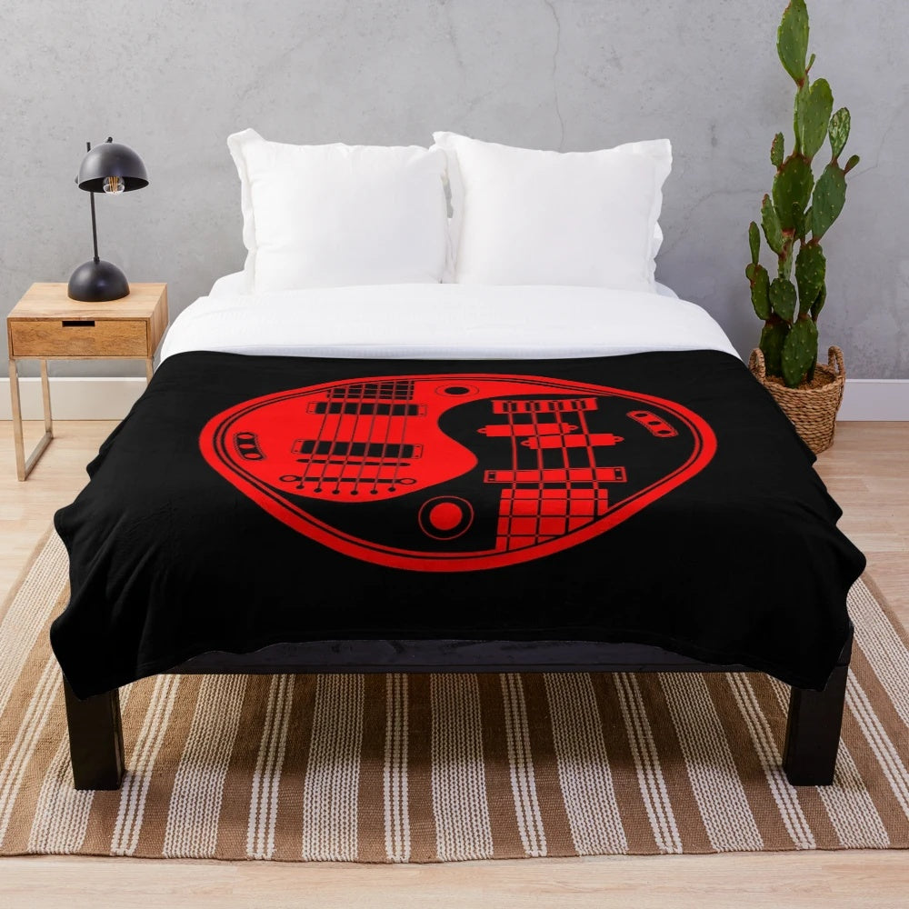 Yin Yang Guitar and Bass Plush Blanket