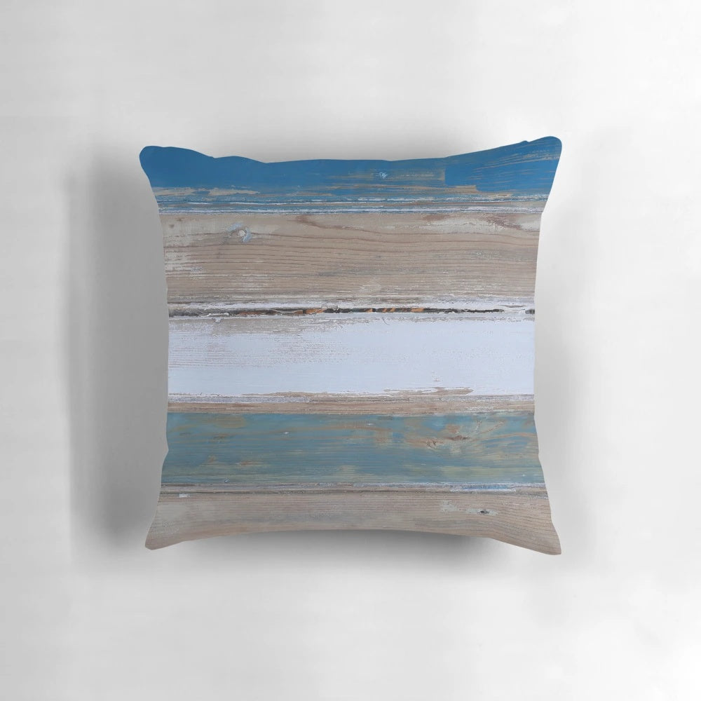 Striped beach decor accent pillow for coastal living