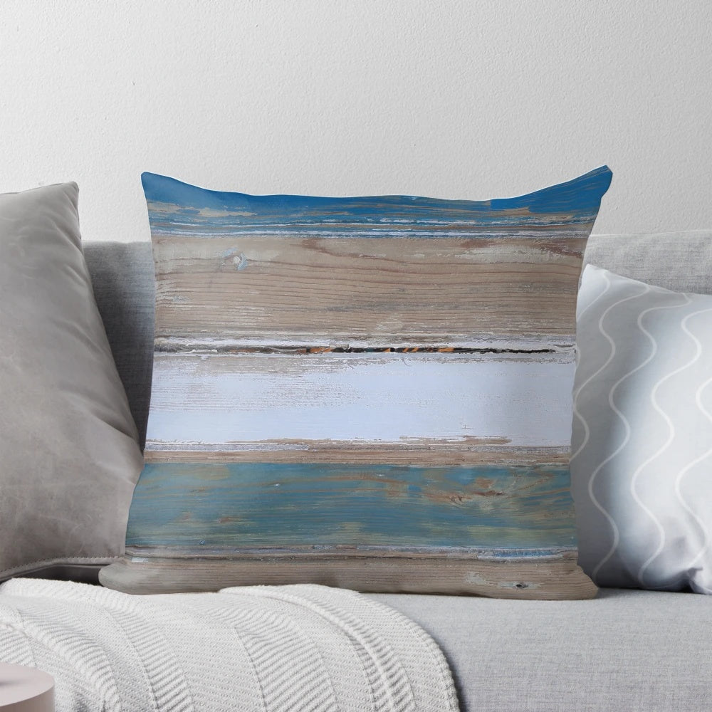 Striped beach decor accent pillow for coastal living