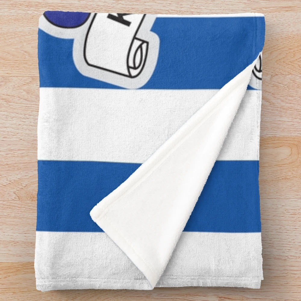 Striped plush blanket featuring the colors and design of Kilmarnock Football Club