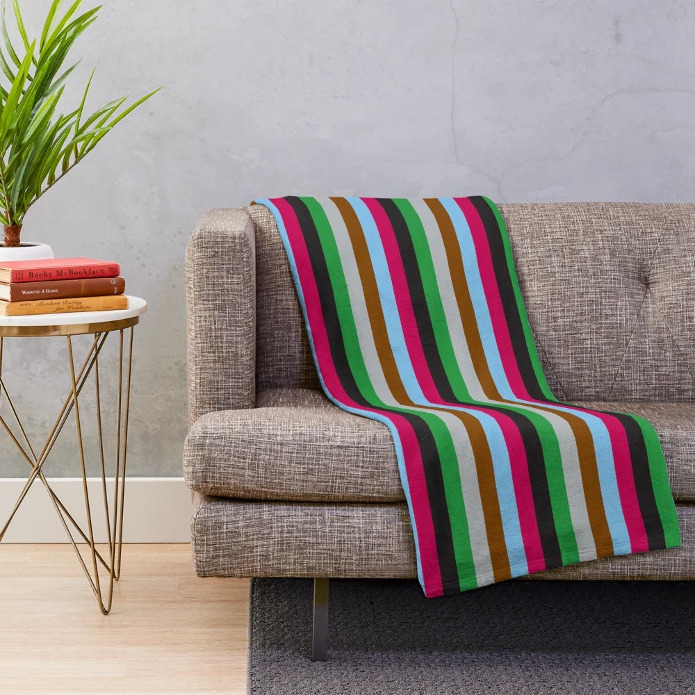 Striped plush blanket with harlequins rugby inspired pattern